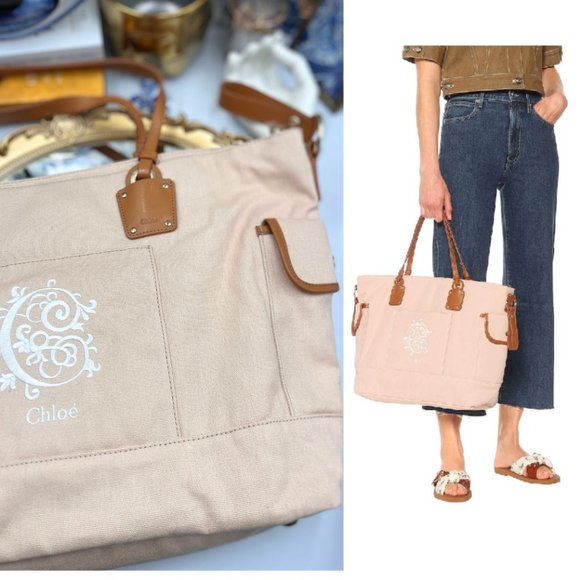 🆕 CHLOE 🧿 BNWOT Baby Canvas Changing Bag, Pink - AUTHENTICATED - Picture 1 of 16